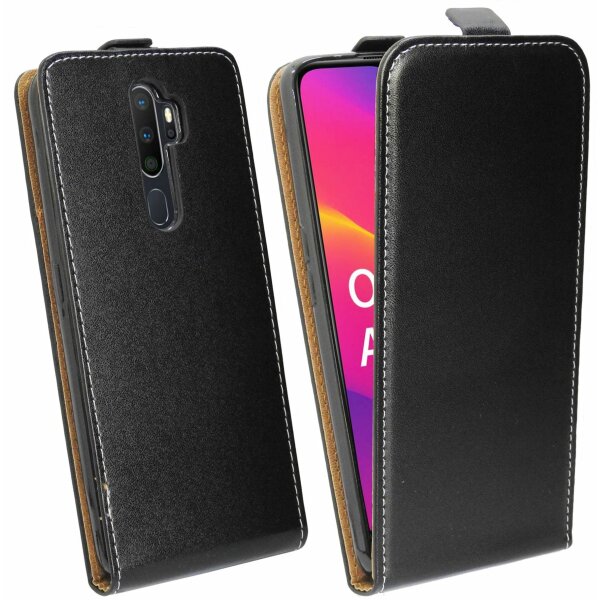 cofi1453® Flip Case kompatibel mit Oppo A5 2020 Handy Tasche vertikal aufklappbar Schutzhülle Klapp Hülle Schwarz