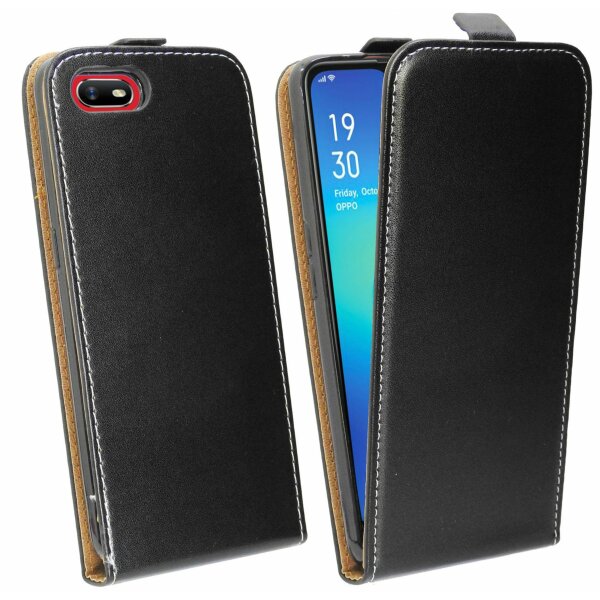 cofi1453® Flip Case kompatibel mit Oppo A1K Handy Tasche vertikal aufklappbar Schutzhülle Klapp Hülle Schwarz