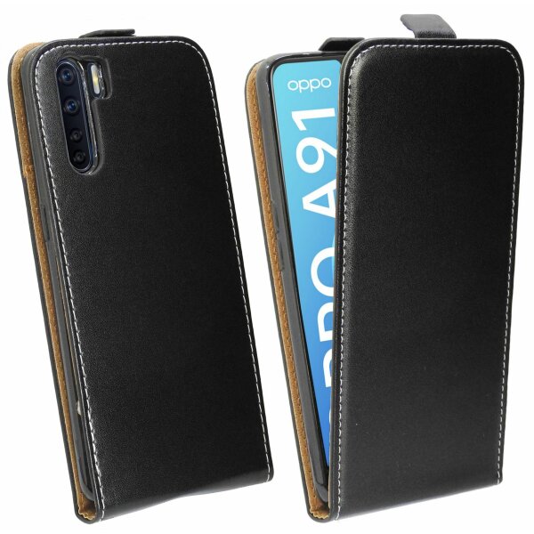 cofi1453® Flip Case kompatibel mit Oppo A91 Handy Tasche vertikal aufklappbar Schutzhülle Klapp Hülle Schwarz