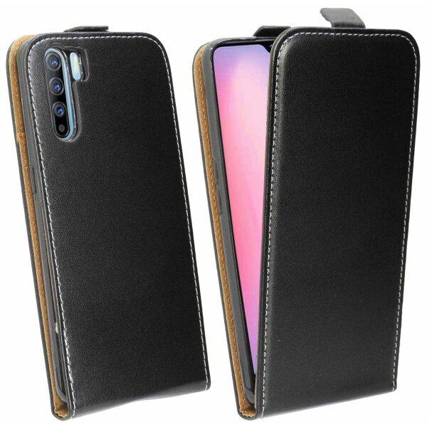 cofi1453® Flip Case kompatibel mit Oppo Reno 3 Handy Tasche vertikal aufklappbar Schutzhülle Klapp Hülle Schwarz