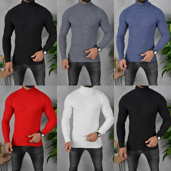 MEGAMAN Herren kurzer Rollkragenpullover Rolli Rollkragen Pulli Shirt Premium Qualität Sweater