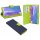 cofi1453® Buch Tasche "Fancy" kompatibel mit SAMSUNG GALAXY NOTE 20 (N980F) Handy Hülle Etui Brieftasche Schutzhülle mit Standfunktion, Kartenfach Blau-Grün