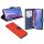 cofi1453® Buch Tasche "Fancy" kompatibel mit SAMSUNG GALAXY NOTE 20 (N980F) Handy Hülle Etui Brieftasche Schutzhülle mit Standfunktion, Kartenfach Rot-Blau