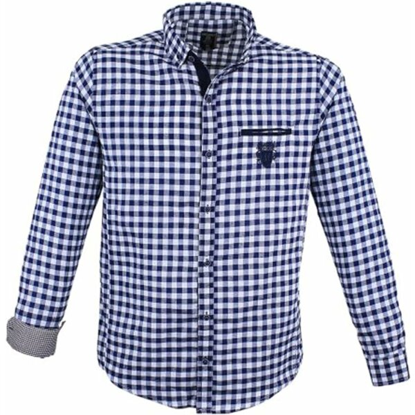 Megaman Patches in Dunkelblau Hemd | Herren Button Down Outdoor Freizeithemden Casual Style | Flanellhemden Herren Langarm