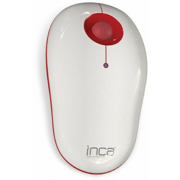 INCA Optische Maus Ergonomischer Touch Wireless USB Empfänger kompatibel mit Laptop Notebook PC Computer Office Weiß / Rot