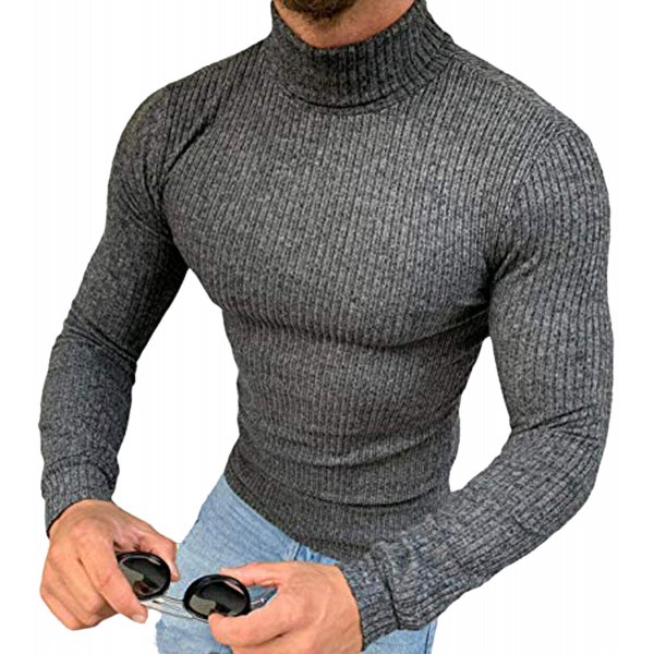Megaman Herren Rollkragenpullover Rolli Hoher Rollkragen Pulli Shirt in Premium Qualität Sweater Warrm Größe L Anthrazit