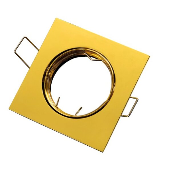 GU10 Einbaustrahler Einbaurahmen Eckig Ø75mm Bohrloch Schwenkbar 45° Aluminium Gold inkl. GU10 Fassung