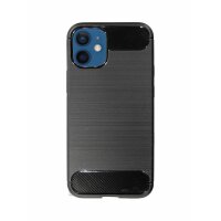 cofi1453® Silikon Hülle Bumper Carbon kompatibel mit iPhone 12 Mini Case TPU Soft Handyhülle Cover Schutzhülle Schwarz