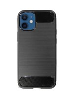 cofi1453® Silikon Hülle Bumper Carbon kompatibel mit iPhone 12 Mini Case TPU Soft Handyhülle Cover Schutzhülle Schwarz