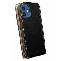 cofi1453® Flip Case kompatibel mit iPhone 12 Mini Handy Tasche vertikal aufklappbar Schutzhülle Klapp Hülle Schwarz