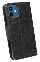 cofi1453® Buch Tasche "Fancy" kompatibel mit iPhone 12 Mini Handy Hülle Etui Brieftasche Schutzhülle mit Standfunktion, Kartenfach Schwarz