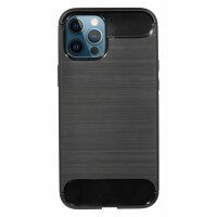 cofi1453® Silikon Hülle Bumper Carbon kompatibel mit iPhone 12 Pro Max Case TPU Soft Handyhülle Cover Schutzhülle Schwarz