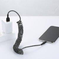 Mcdodo Spiral-USB-Kabel, einziehbares Kabel, Datensynchronisation, Ladekabel, Spiralkabel, Kfz-Ladekabel, für Smartphone 11 Pro Max , XS, X XR 8, 7-dehnbar bis 1,8 m Schwarz