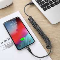 Mcdodo Omega 2A Typ C USB-Kabel, einziehbares Kabel, Datensynchronisation, Ladekabel, Spiralkabel, Kfz-Ladekabel, kompatibel mit Smartphone bis 1,5 m USB-C Schwarz