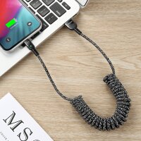 Mcdodo Omega 2A Typ C USB-Kabel, einziehbares Kabel, Datensynchronisation, Ladekabel, Spiralkabel, Kfz-Ladekabel, kompatibel mit Smartphone bis 1,5 m USB-C Schwarz