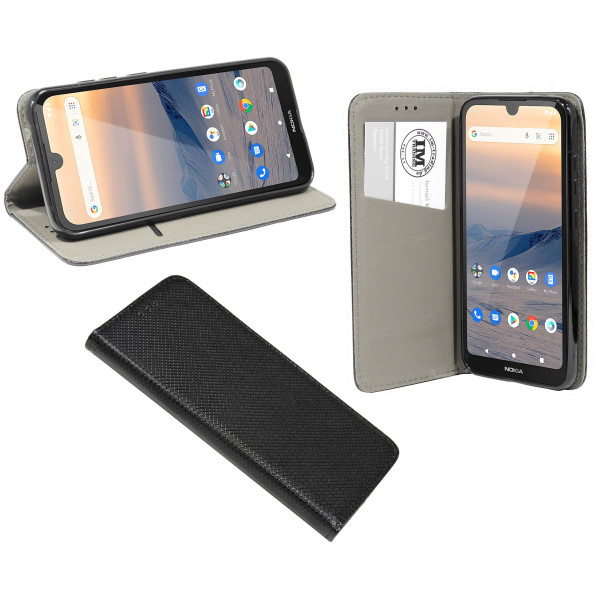cofi1453® Buch Tasche "Smart" kompatibel mit NOKIA 1.3 Handy Hülle Etui Brieftasche Schutzhülle mit Standfunktion, Kartenfach Schwarz