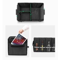 Ugreen Kfz Multifunktionswagen Tragbar Organizer 55L Wasserdicht Aufbewahrung Box Auto Kofferaum Tasche mit Deckel für Auto in Schwarz