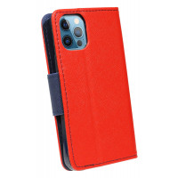 cofi1453® Buch Tasche "Fancy" kompatibel mit iPhone 12 Pro Handy Hülle Etui Brieftasche Schutzhülle mit Standfunktion, Kartenfach Rot-Blau