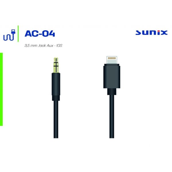 Sunix iOS zu Aux Audio 3,5mm Jack Anschluss für iPhone Handy Adapter Kabel Smartphone in Schwarz