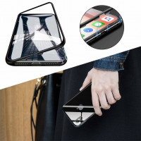 360° Magnet Full Slim Metall Case Schutz Tasche Handyhülle Handyschale mit Panzerglas Vorderseite und Rückseite Schwarz kompatibel mit Samsung Galaxy S20 FE (G780F)