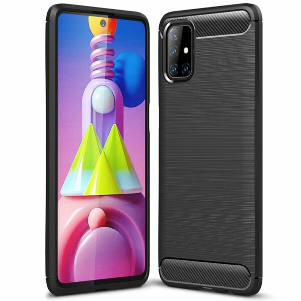 cofi1453® Silikon Hülle Basic kompatibel mit Samsung Galaxy M51 (M515F) Case TPU Soft Handy Cover Schutz Matt-Schwarz