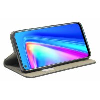 cofi1453® Buch Tasche "Smart" kompatibel mit REALME 7 Handy Hülle Etui Brieftasche Schutzhülle mit Standfunktion, Kartenfach Schwarz