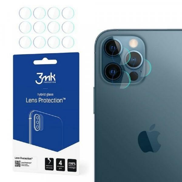 [ 4er Pack ] 3MK FlexibleGlass Lens kompatibel mit iPhone 12 Pro Max Hybridglas Kameraglas Linse Schutzglas Kamera