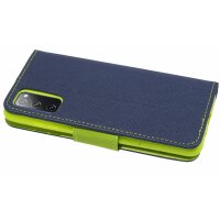 cofi1453® Buch Tasche "Fancy" kompatibel mit SAMSUNG GALAXY S20 FE (G780F) Handy Hülle Etui Brieftasche Schutzhülle mit Standfunktion, Kartenfach Blau-Grün