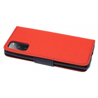 cofi1453® Buch Tasche "Fancy" kompatibel mit SAMSUNG GALAXY S20 FE (G780F) Handy Hülle Etui Brieftasche Schutzhülle mit Standfunktion, Kartenfach Rot-Blau