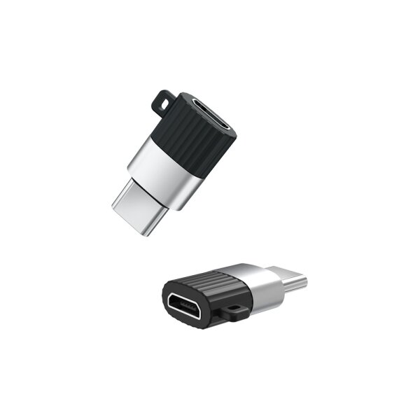 XO Adapter Typ-C Buchse auf Micro USB wandelt USB-C zu USB Typ-B kompatibel mit Smartphone schwarz