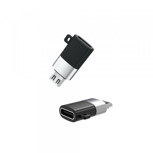 XO USB Adapter Micro USB Stecker auf USB-C Buchse Typ C Adapter Ladeadapter schwarz