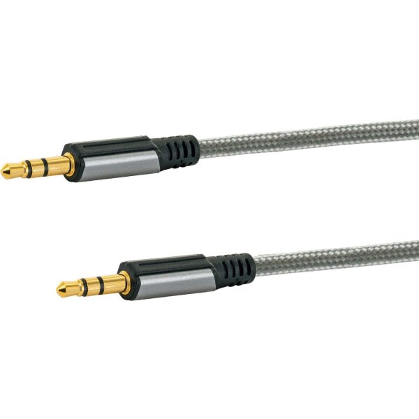 Schwaiger AINSTEIN Premium Audio Anschlusskabel 3,5 mm Buchse Aux KabelBuchse Stecker an Buchse Stecker 1,5 m Space Grau