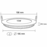 15W LED Panel Einbaustrahler Spot Einbauleuchte Ø19.8 Warmweiß 3000K 1280 Lumen Deckenleuchte Rund