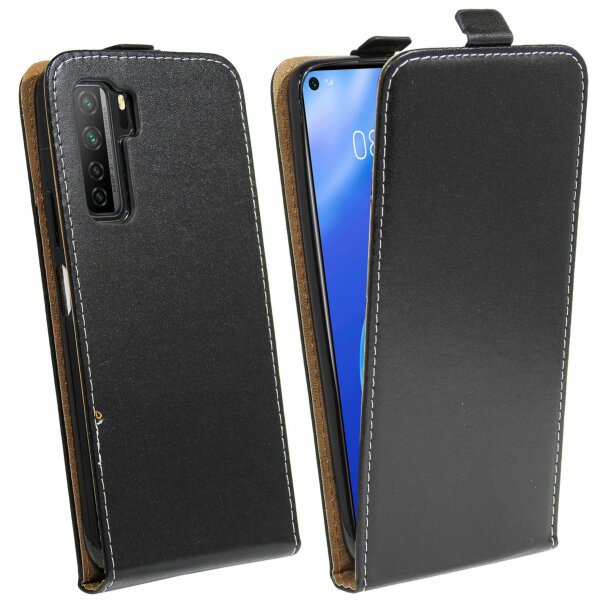 cofi1453® Flip Case kompatibel mit HUAWEI P40 LITE 5G Handy Tasche vertikal aufklappbar Schutzhülle Klapp Hülle Schwarz