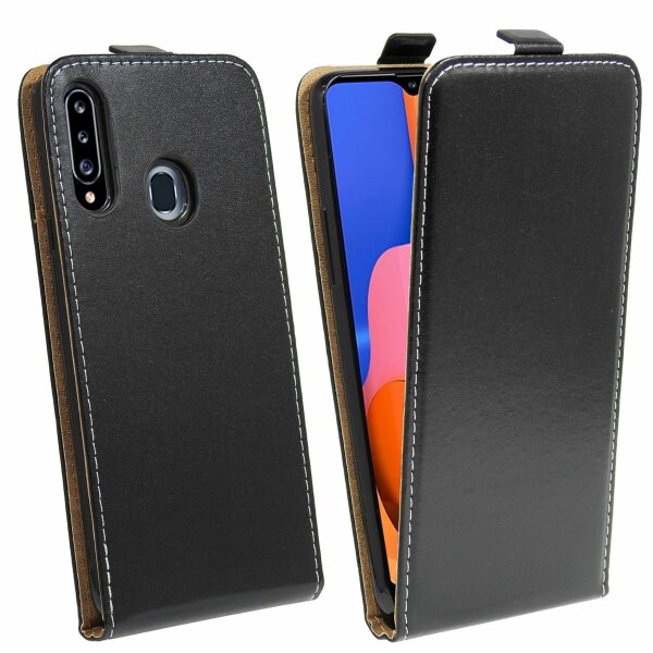 cofi1453® Flip Case kompatibel mit Samsung Galaxy A20S (A207F) Handy Tasche vertikal aufklappbar Schutzhülle Klapp Hülle Schwarz