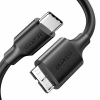 Ugreen US312 Micro-USB 3.0 auf USB-C Ladekabel Datenübertragung kompatibel mit Smartphones Schwarz