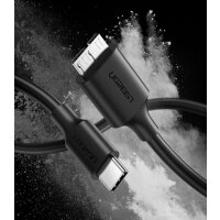 Ugreen US312 Micro-USB 3.0 auf USB-C Ladekabel Datenübertragung kompatibel mit Smartphones Schwarz