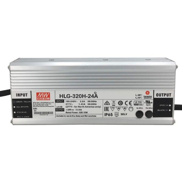 MeanWell 320W Hochwertiges und leistungsstarkes LED-Netzteil Aluminium IP65 Wasserdicht Netzteil Brumm frei kompatibel mit LED-Streifen, LED Einbaustrahler