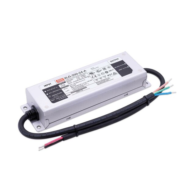 MeanWell XLG-200-24A 200W 24V Hochwertiges und leistungsstarkes LED-Netzteil Aluminium IP67 Wasserdicht Netzteil Brumm frei kompatibel mit LED-Streifen, LED Einbaustrahler