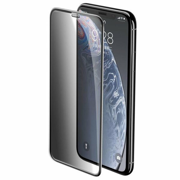 cofi1453® Full-screen Privacy Schutzglas 5D Hartglas Blickschutz kompatibel mit iPhone 12 schwarz Schutzfolie Display Glas