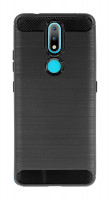 cofi1453® Silikon Hülle Bumper Carbon kompatibel mit Nokia 2.4 Case TPU Soft Handyhülle Cover Schutzhülle Schwarz