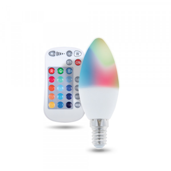 E14 LED RGB 5W Ersetzt 25W Lampe mit Fernbedienung Glühbirne Farbwechsel 250 Lumen Energiesparlampe Glühlampe Energieklasse A+ Kerzenform