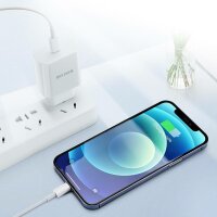 Dux Ducis Wandladegerät Netzteil USB-C Anschluss Typ-C 20W Schnell-Ladegerät 3A kompatibel mit Smartphone weiß