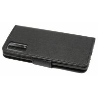 cofi1453® Buch Tasche "Fancy" kompatibel mit HUAWEI P SMART 2021 Handy Hülle Etui Brieftasche Schutzhülle mit Standfunktion, Kartenfach Schwarz