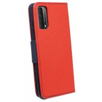 cofi1453® Buch Tasche "Fancy" kompatibel mit HUAWEI P SMART 2021 Handy Hülle Etui Brieftasche Schutzhülle mit Standfunktion, Kartenfach Rot-Blau