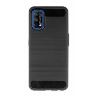 cofi1453® Silikon Hülle Bumper Carbon kompatibel mit realme 7 Pro Case TPU Soft Handyhülle Cover Schutzhülle Schwarz