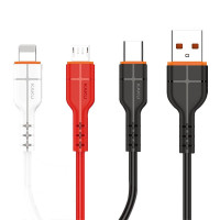 Kaku 3in1 Nylon Ladegerät Kabel 3.2A Micro USB TYP-C...