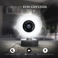 cofi1453® Webcam 2K 4MP ECM-CDV1233A Kamera 30FPS mit LED Lamp FaceTime mit Mikrofon High-Definition-Webcam kompatibel mit Laptop, Computer