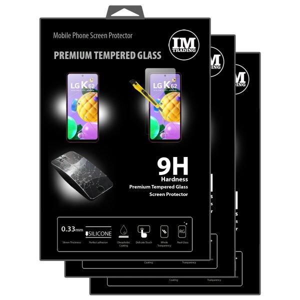 cofi1453 3X Panzer Schutz Glas 9H Tempered Glass Display Schutz Folie Display Glas Screen Protector kompatibel mit LG K62