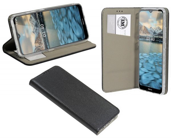 cofi1453® Buch Tasche "Smart" kompatibel mit NOKIA 2.4 Handy Hülle Etui Brieftasche Schutzhülle mit Standfunktion, Kartenfach Schwarz
